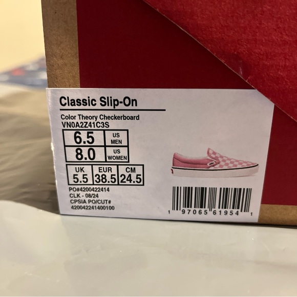 Vans unisex pink slip ons ladies eight men’s 6.5 - Picture 3 of 5